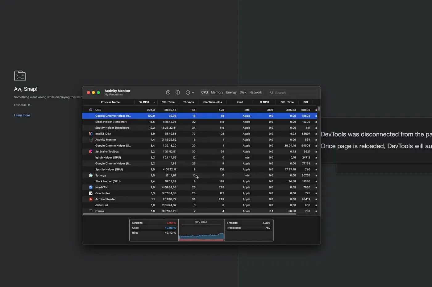 Killing the highest Chrome process