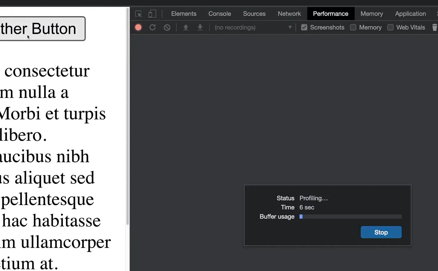 Performance Tab is recording
