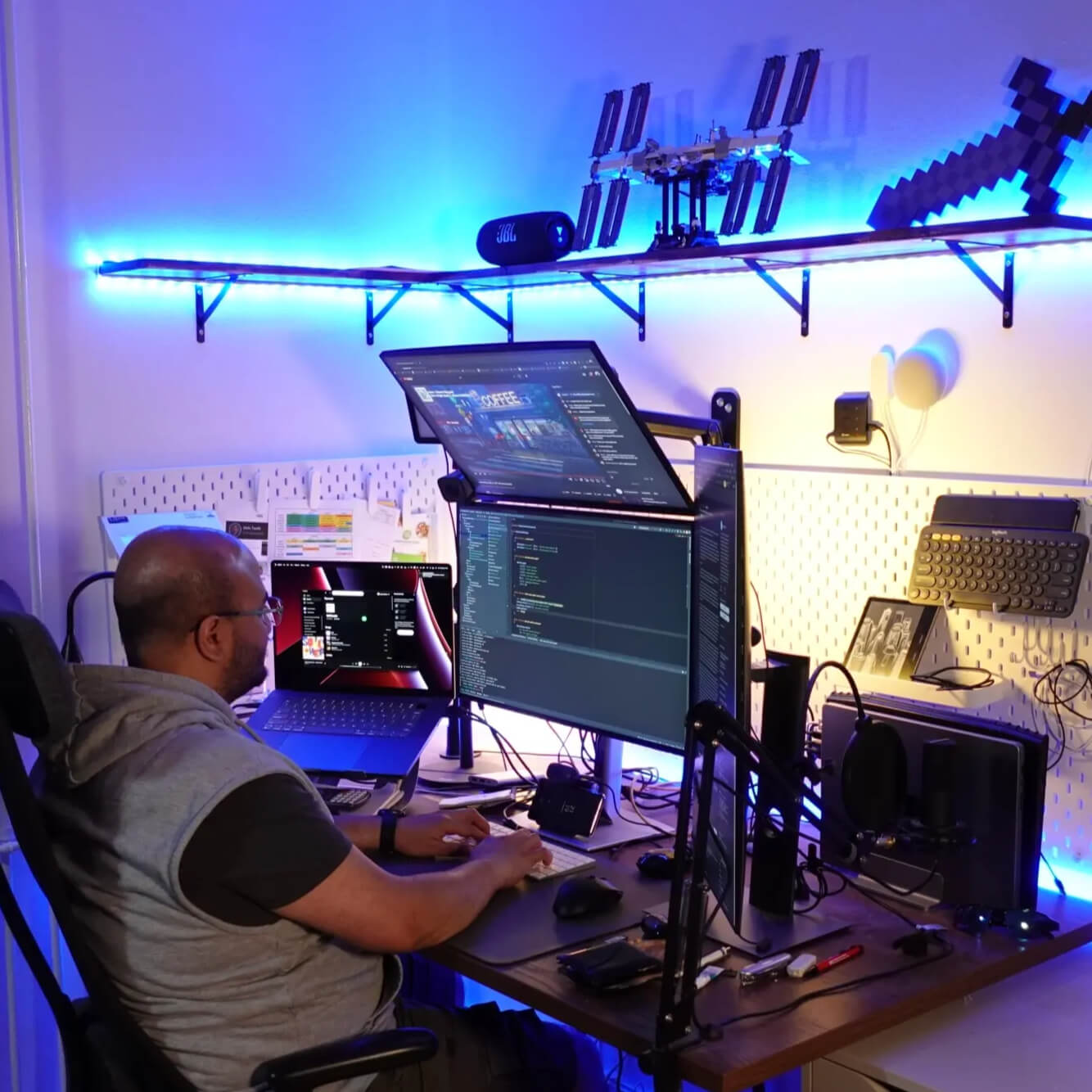 Abdu working on his desk